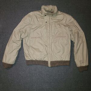 Vintage Carl Michaels Reversible Windbreaker Knit Jacket Large Beige Blue